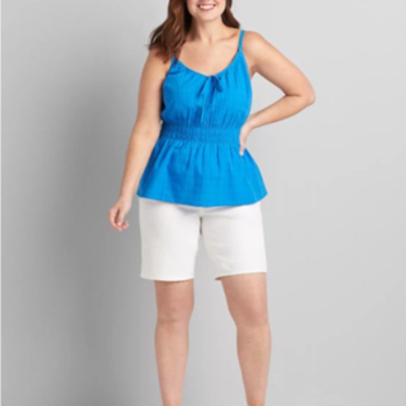 LANE BRYANT UEC Plus Size 14 Shirred Waist Cami Tank Top Summer French Blue - Picture 4 of 14